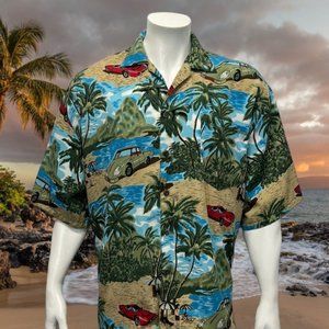 Vintage Original Hawaiian Shirt by Basix Since the Beginning Beach Classic Cars